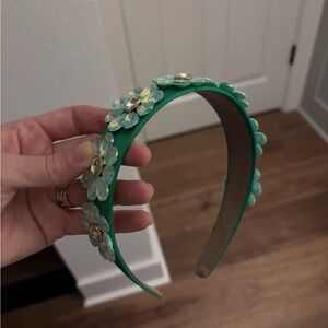Floral Embellished Green Headband